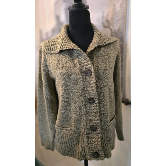Karen Scott Woman Button Cardigan SZ S Chunky Sweater Brown Pockets Long Sleeve - Picture 1 of 8